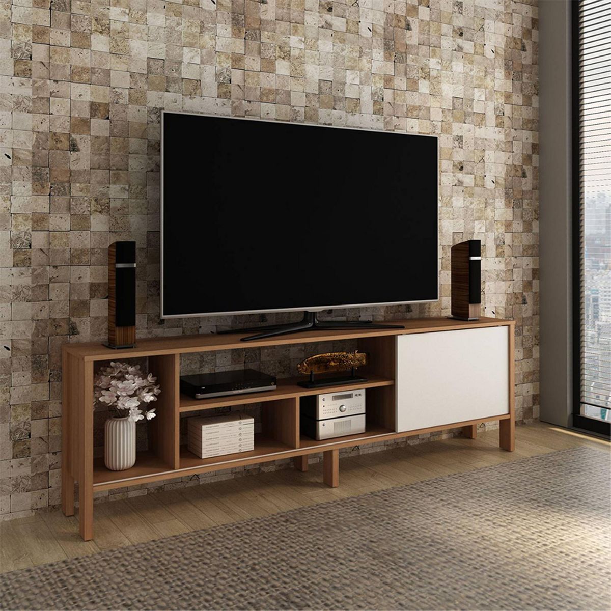 2020 HOME - Mesa de TV 70" Inmaculada Almendra/Blanco