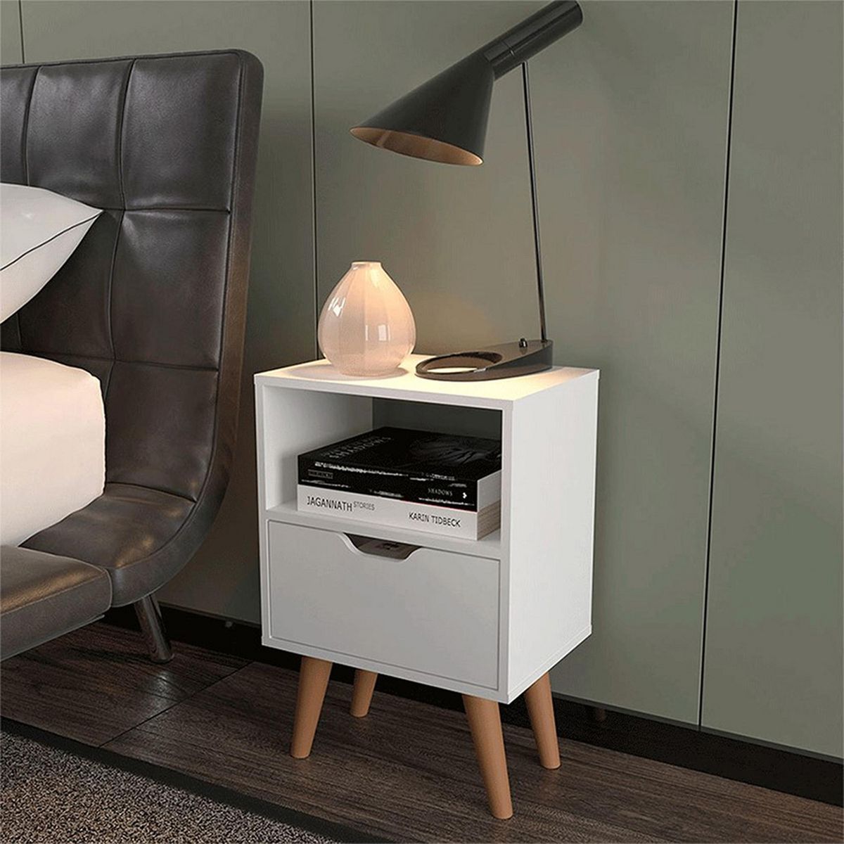 2020 HOME - Velador con Puerta Essen Blanco