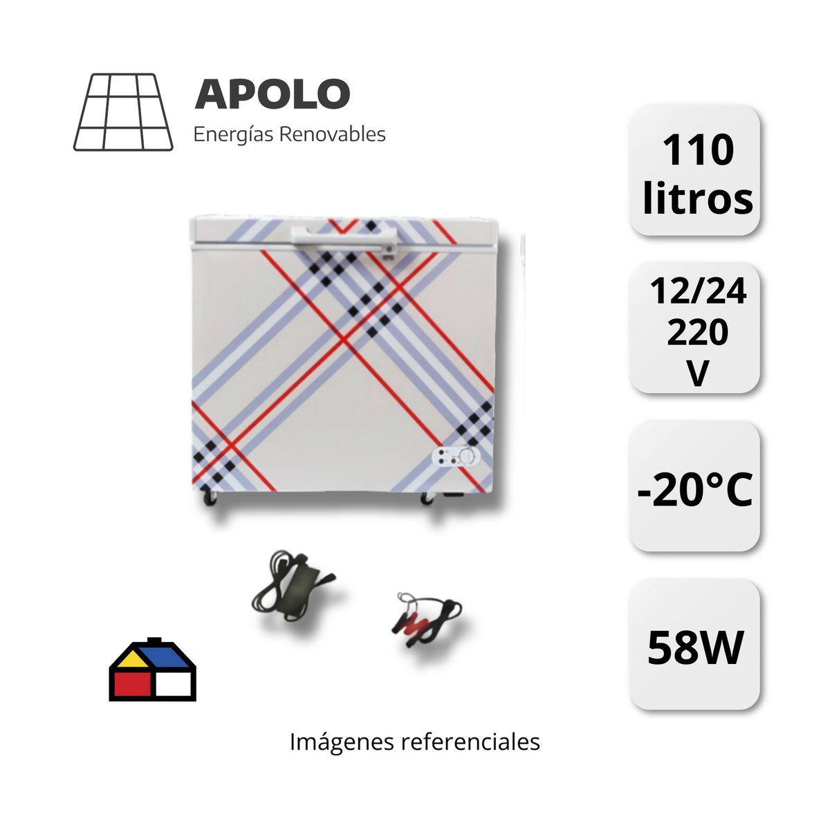APOLLO - Congeladora Solar Dc Frozen Apolo 110L 12V/ 24V 220V