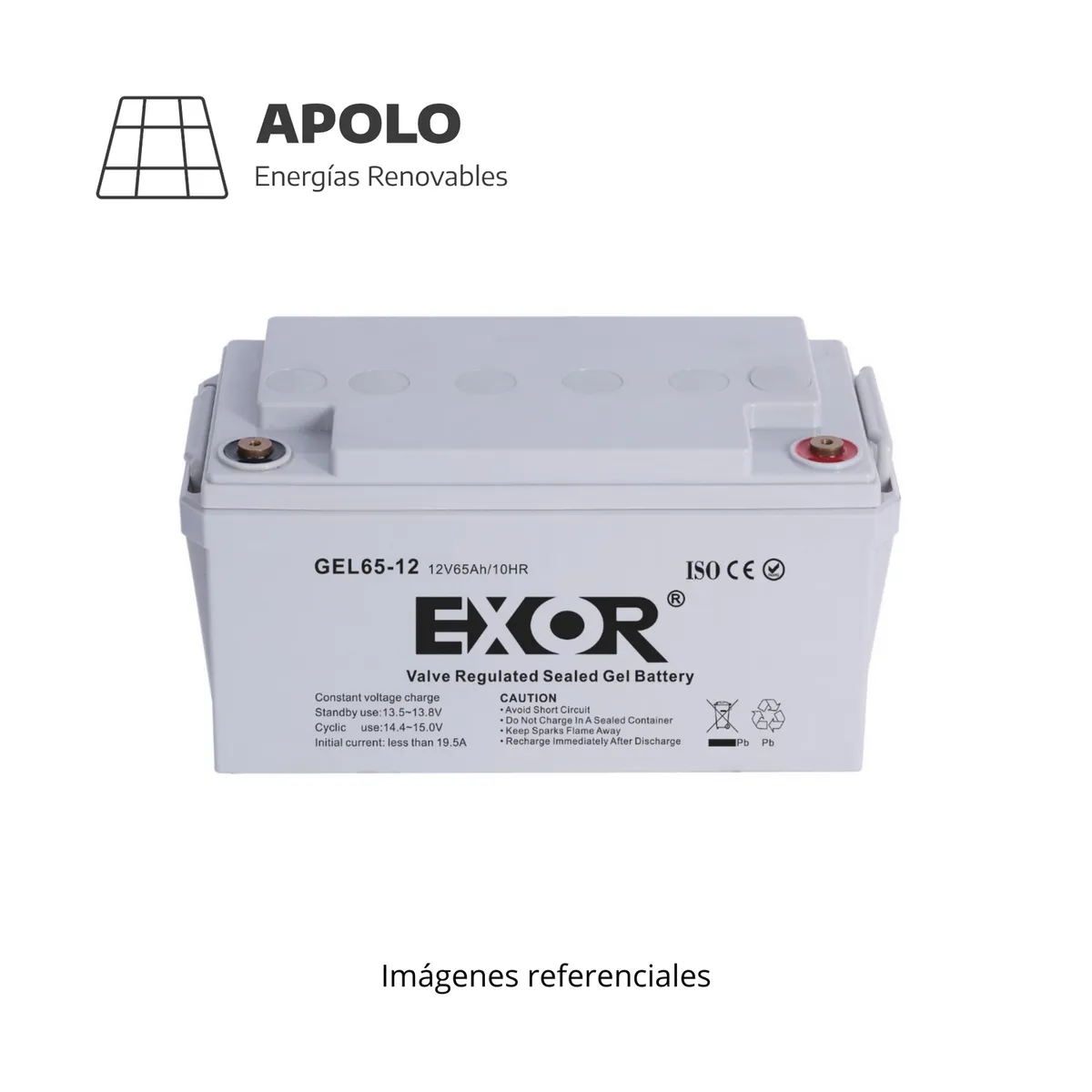 APOLLO - BATERIA EXOR APOLO 12V 65AH GEL