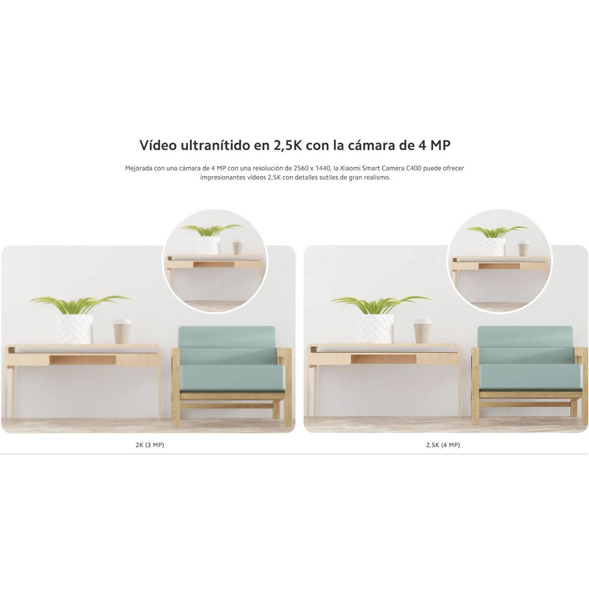 XIAOMI - Cámara de Seguridad Xiaomi C400 2K 4Mp Wi-Fi Inteligente Gira 360