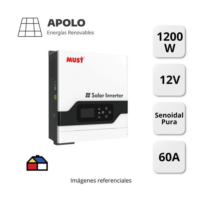 APOLLO - Inversor Must Apolo Inversor 1200W / 12V Controlador 20Ah