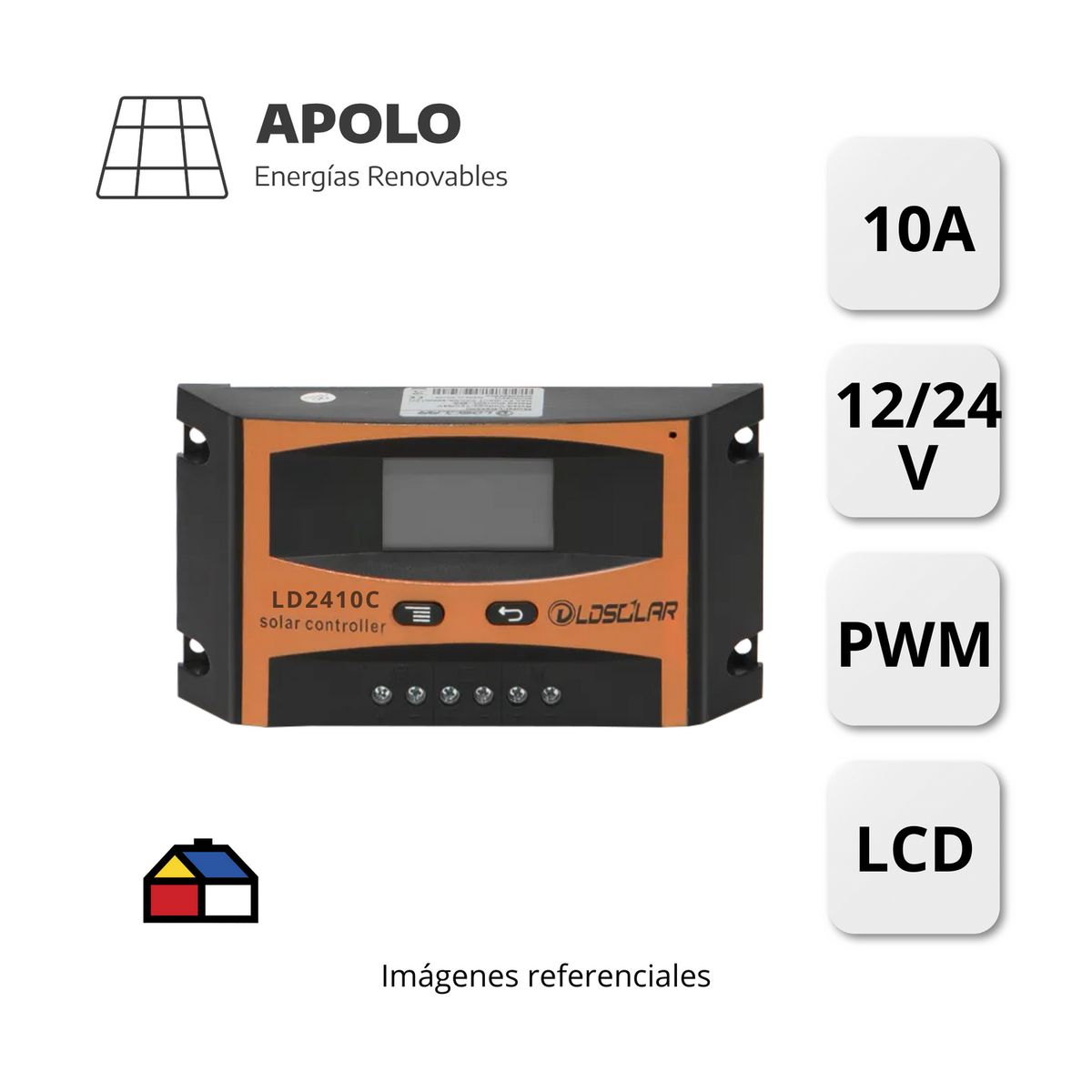 APOLLO - CONTROLADOR LDSOLAR APOLO LD S/USB 12V/24V 10AH
