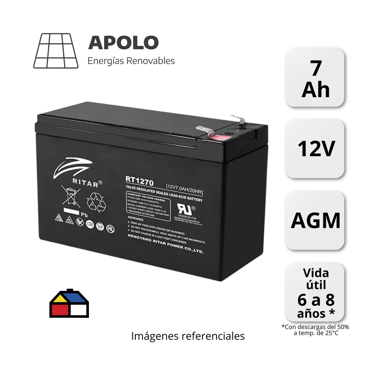 APOLLO - BATERIA RITAR APOLO 12V 7AH