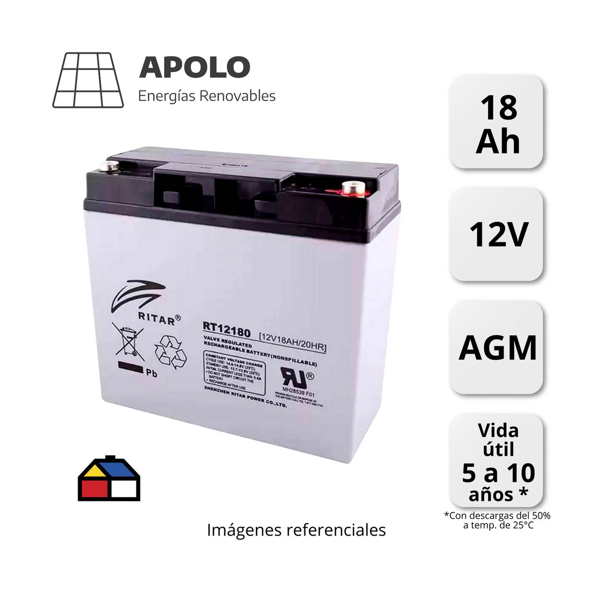 APOLLO - Bateria Ritar Apolo 12V ? 18Ah