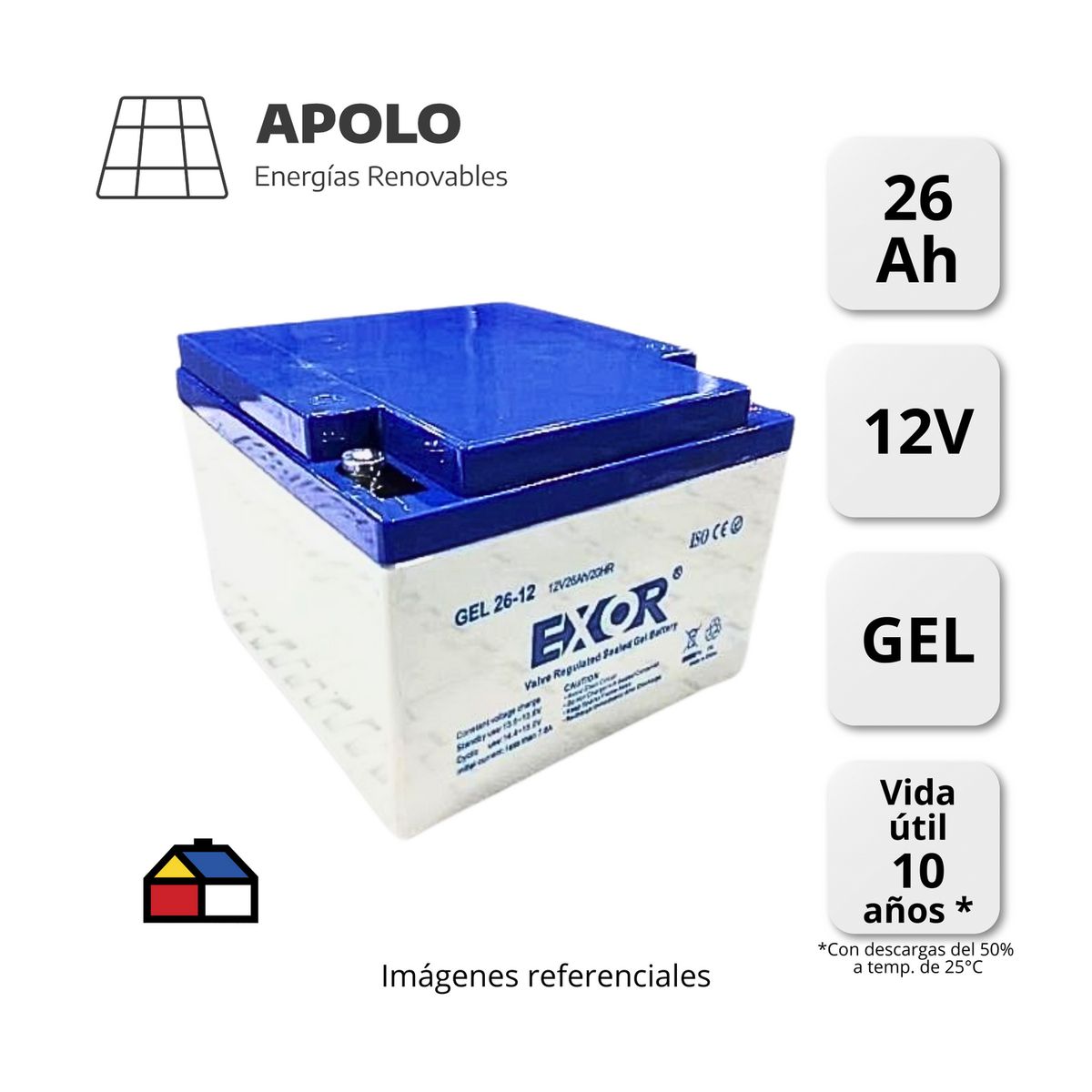 APOLLO - BATERIA EXOR APOLO 12V 26AH