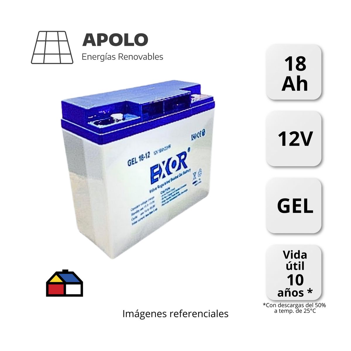 APOLLO - BATERIA EXOR APOLO 12V 18AH