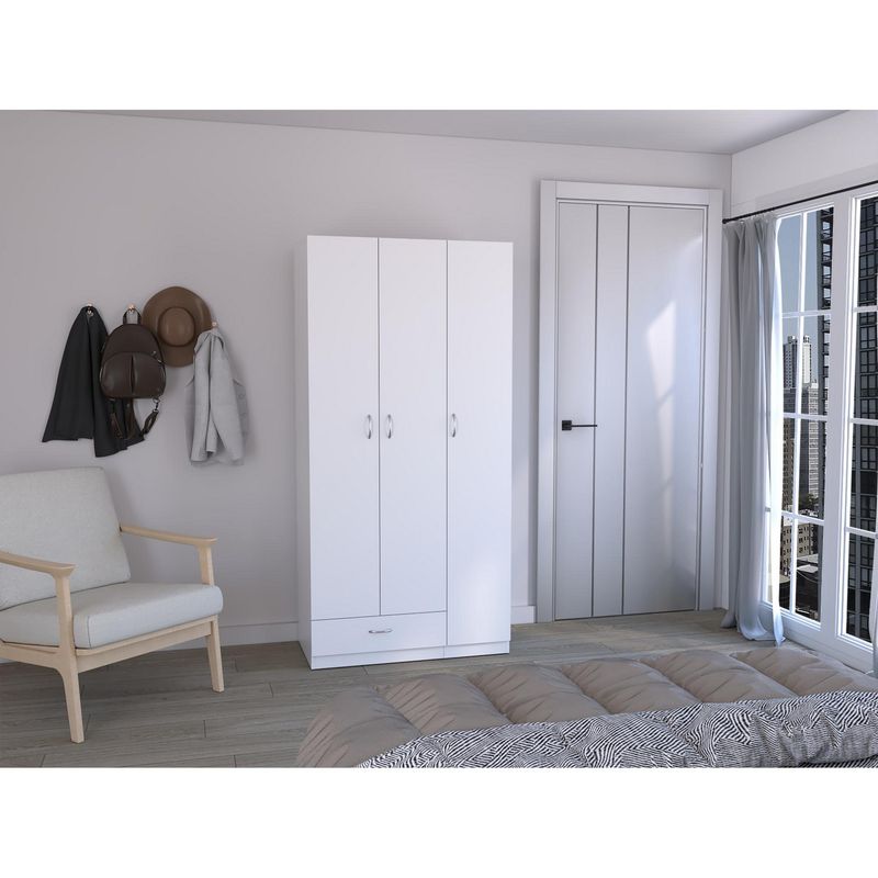 TUHOME - Ropero Blanco 3 Puertas 1 Cajón Z-90