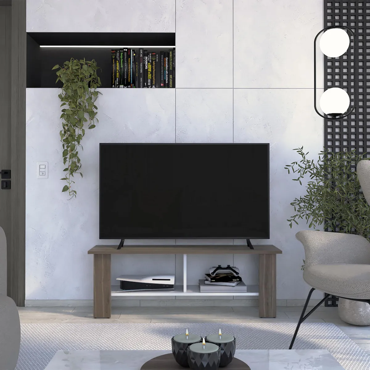 TUHOME - Mesa de TV 50" M-120 Milán/Blanco