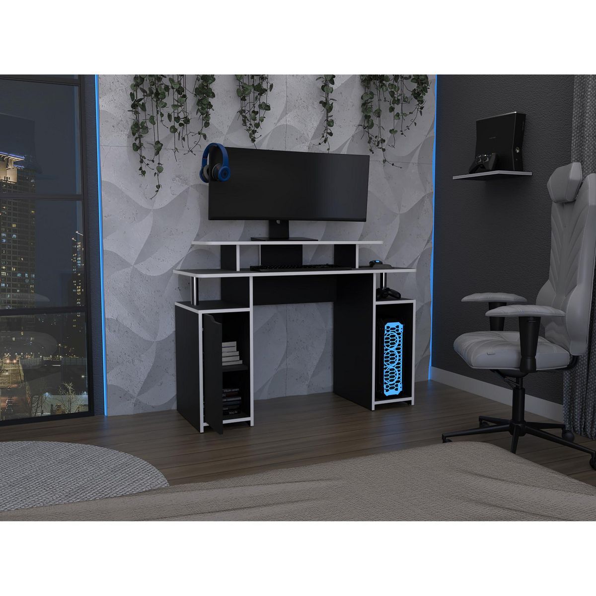 TUHOME - Escritorio Gamer Keria Negro