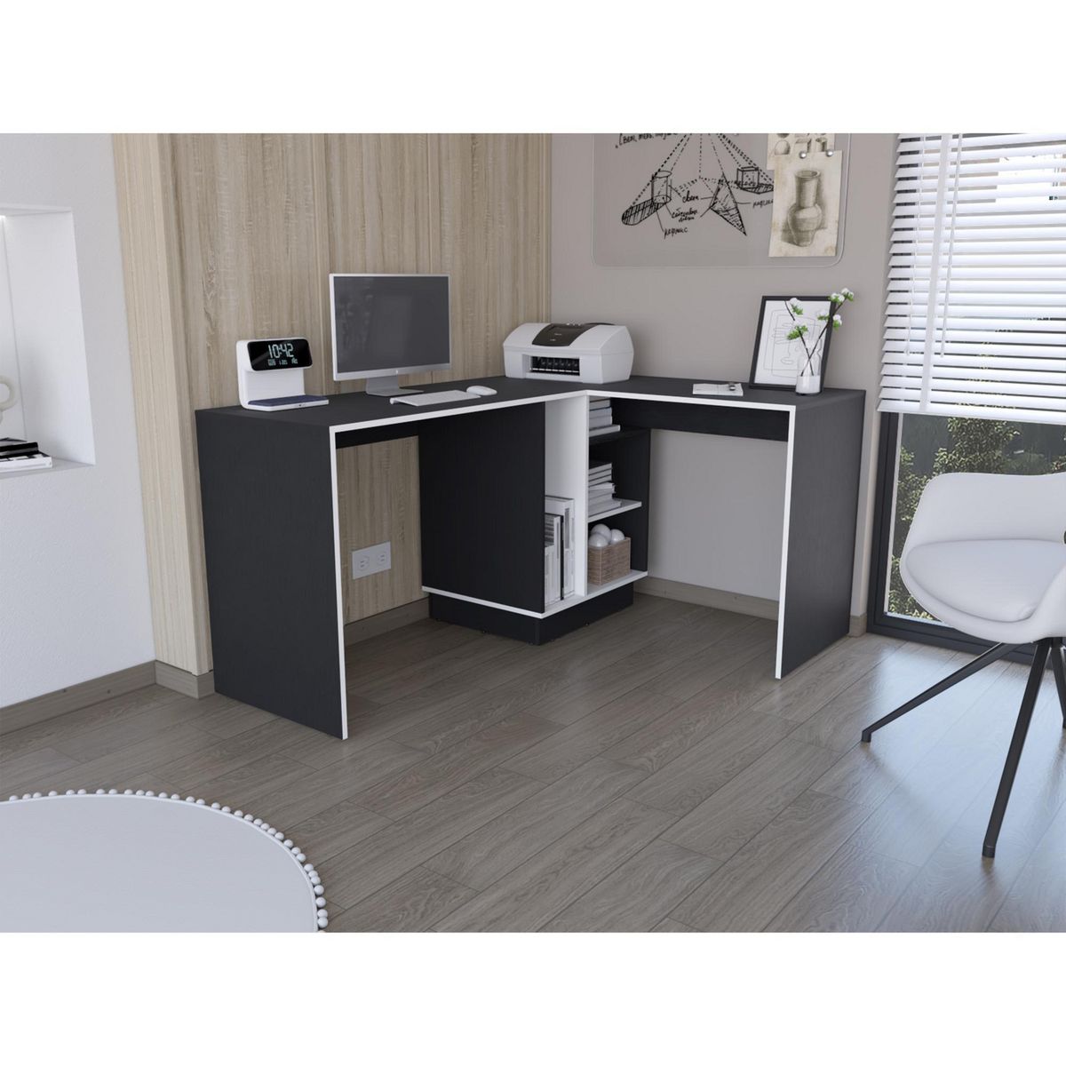 TUHOME - Escritorio en L Rookie Blanco