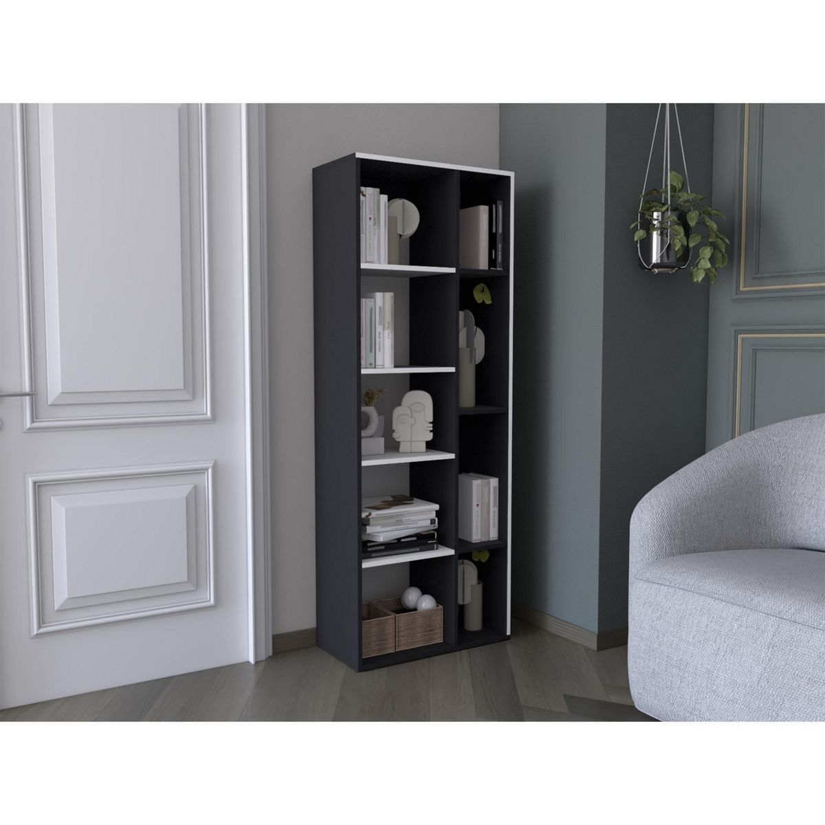 TUHOME - Estante Librero Rookie Wengue/Blanco