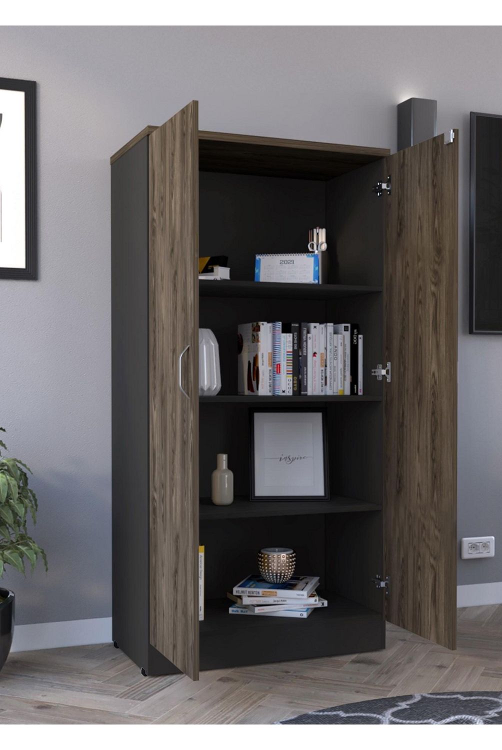 TUHOME - Estante Librero Home Office 2 Puertas