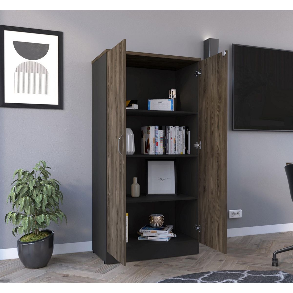 TUHOME - Estante Librero Home Office 2 Puertas