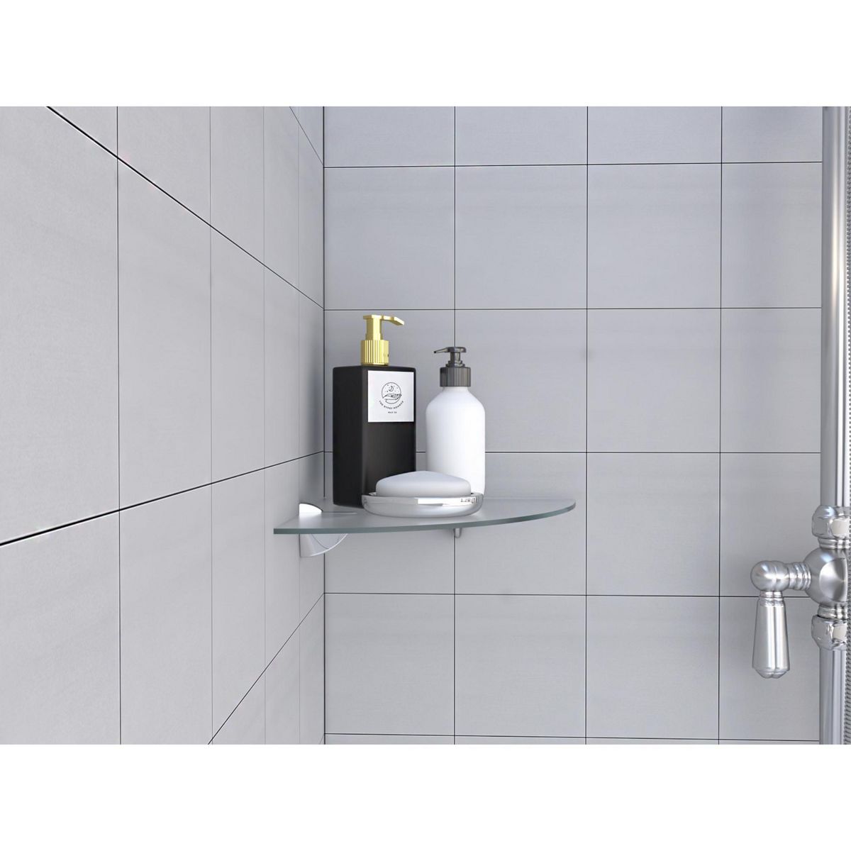 TUHOME - Repisa Esquinero de Baño Vidrio