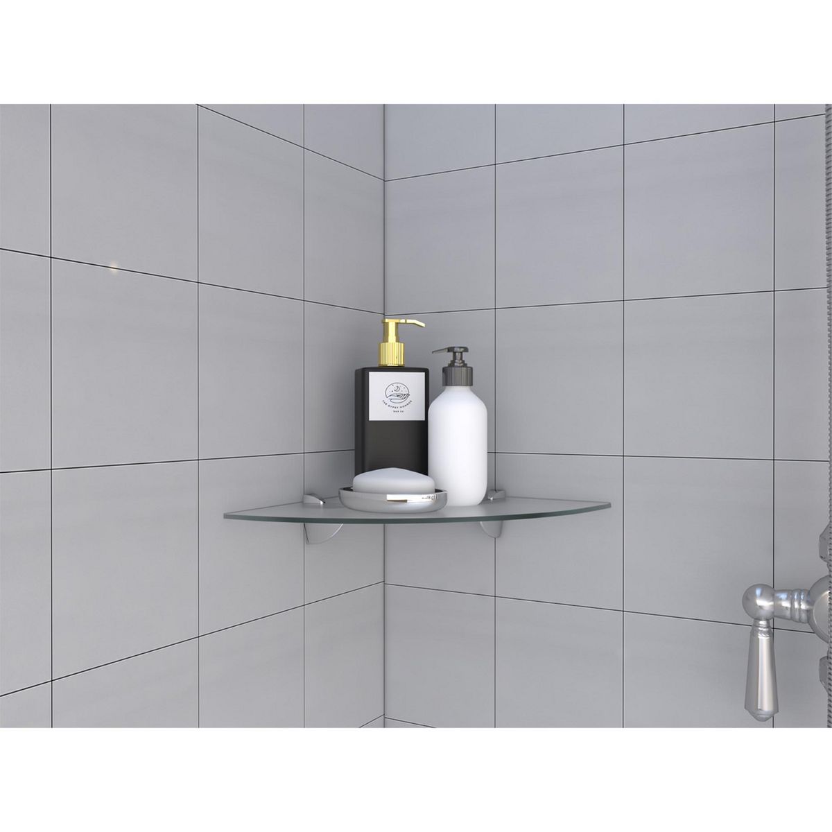 TUHOME - Repisa Esquinero de Baño Vidrio
