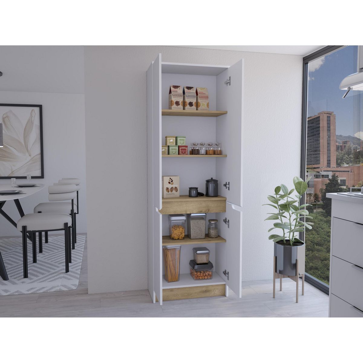 TUHOME - Alacena Soler 4 Puertas Blanco MDP 180cm