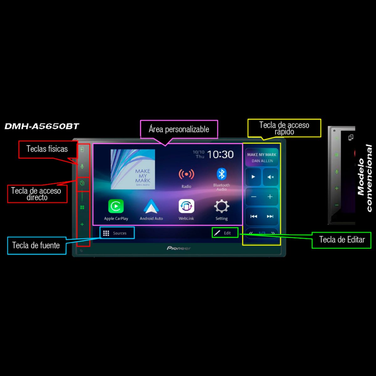 PIONEER - Autoradio CP/AA DMH-A5650BT