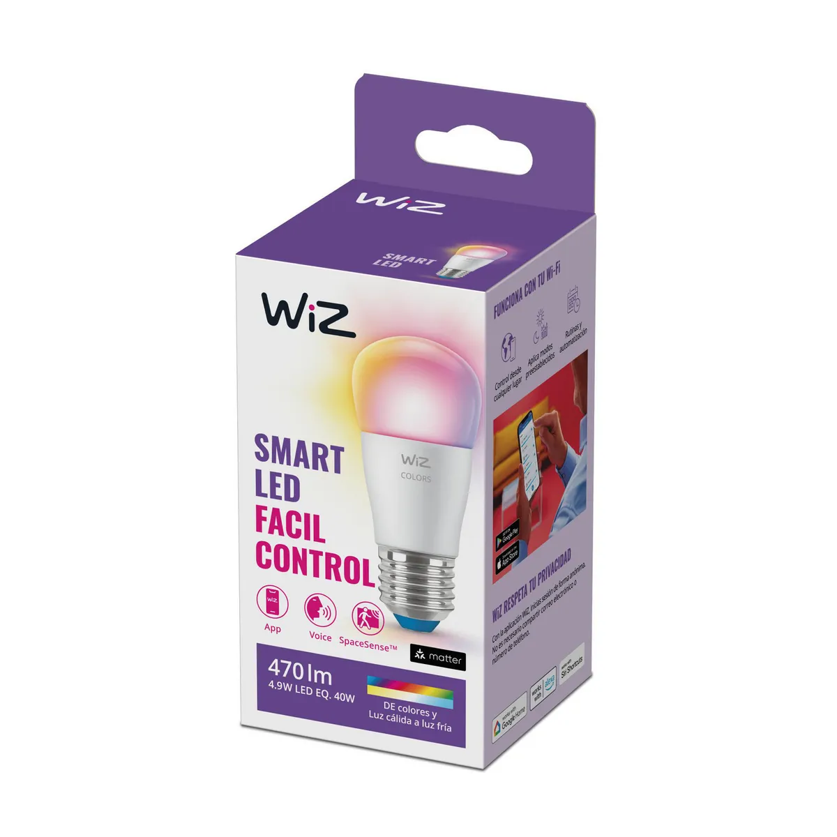 WIZ - Foco Wiz Smart LED Luz Multicolor P45 E27 40W