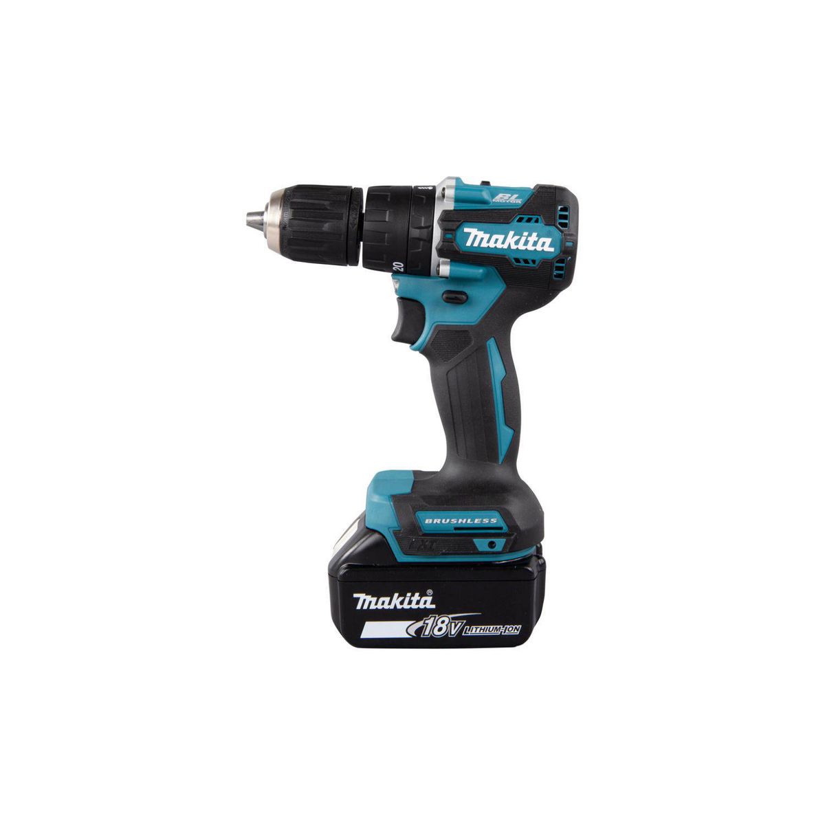 MAKITA - 1 Taladro Percutor Makita 1/2" 18V LXT BL 40Nm Baretool DHP487Z + 1 Batería 3.0 AH + 1 Cargador Makita