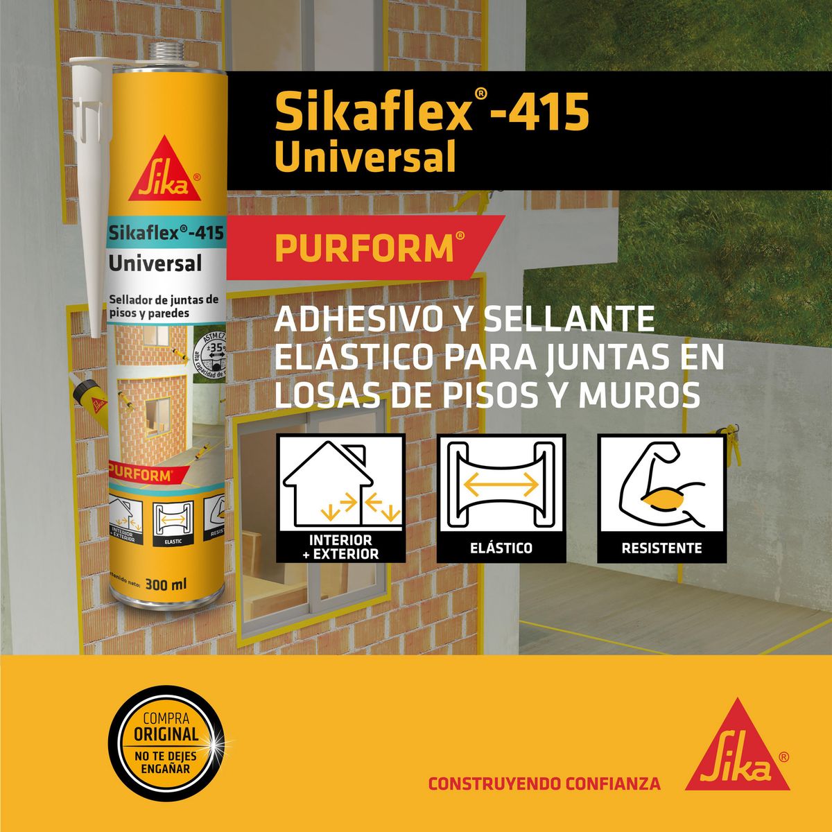 SIKA - Sellador de Juntas de Pisos y Paredes Sikaflex 415 Blanco 300 ml