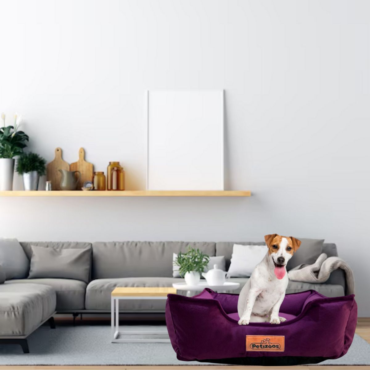 PETIZOOS - Cama Cuadrada Lila Premium 20x68x77cm