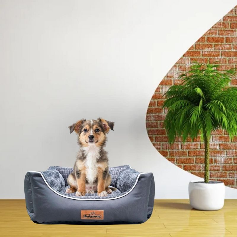 PETIZOOS - Cama Cuadrada Gris T-M Premium
