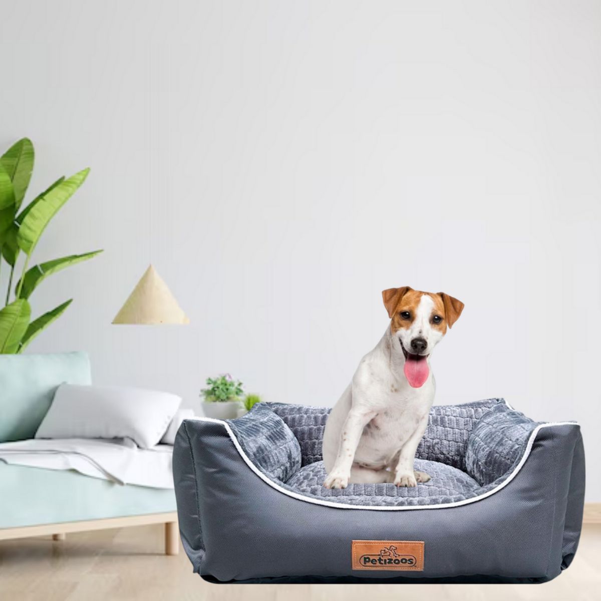 PETIZOOS - Cama Cuadrada Gris 20x68x77cm Premium