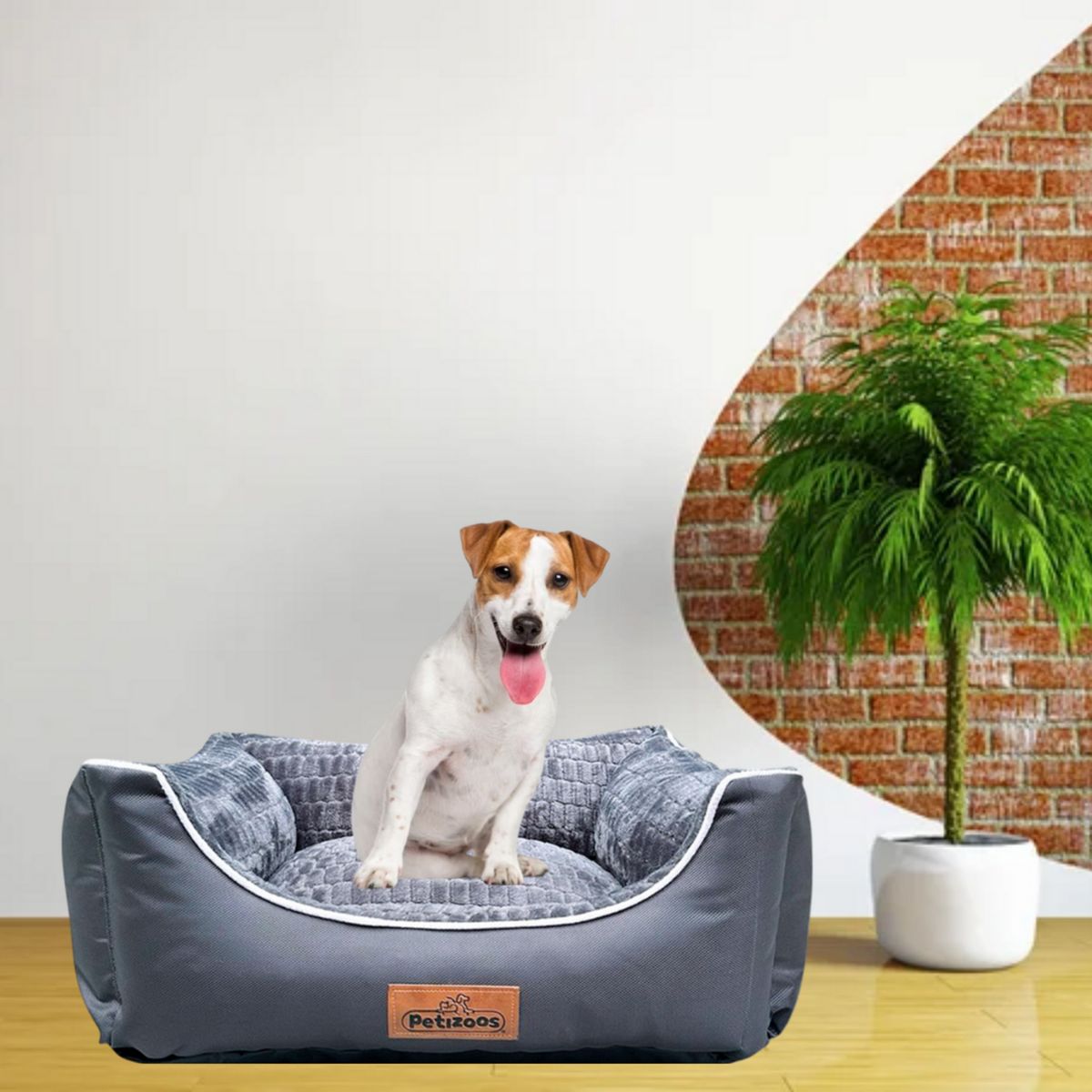 PETIZOOS - Cama Cuadrada Gris 20x68x77cm Premium