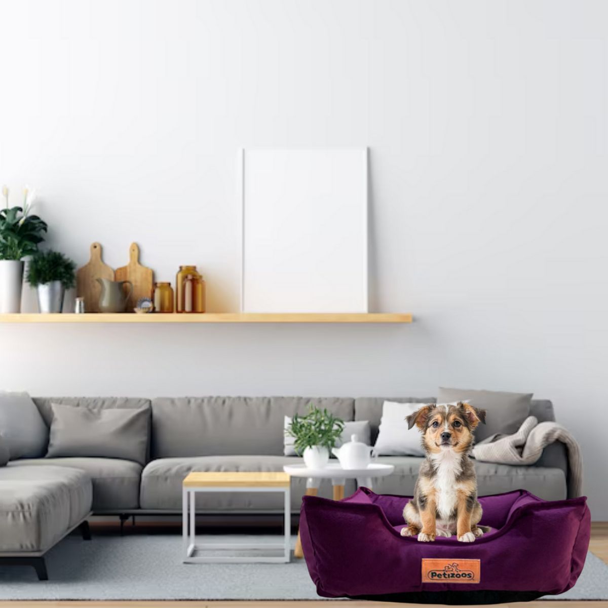 PETIZOOS - Cama Cuadrada Lila Premium 20x58x67cm