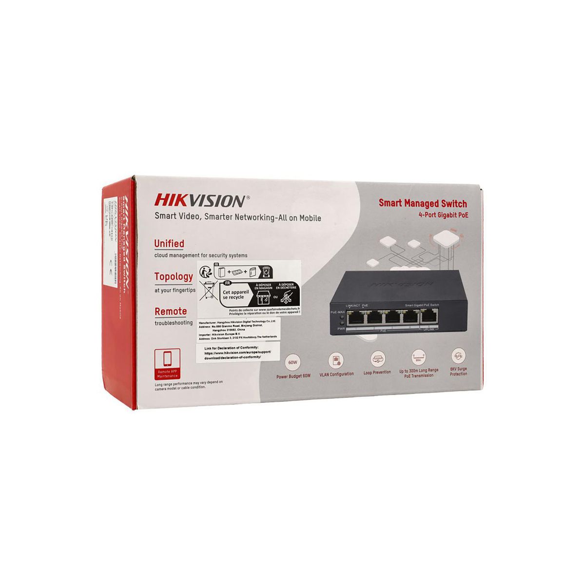 HIKVISION - Switch Gigabit PoE+ Hikvision DS-3E1505P-EI/M