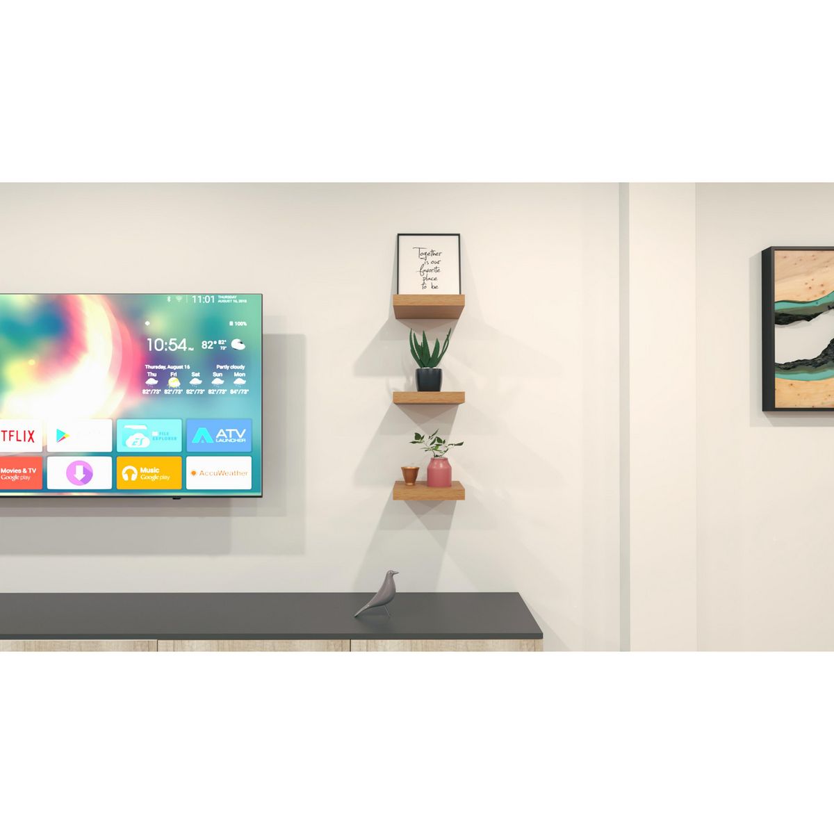 LUCANAS FURNITURE - Repisa Flotante de Melamina Rústico 25x25x3.8cm