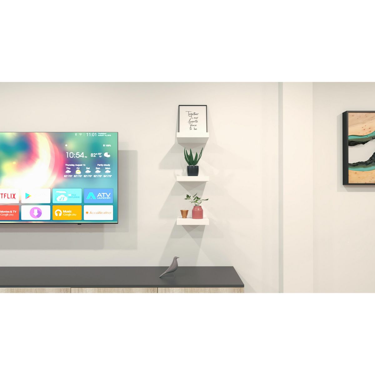 LUCANAS FURNITURE - Repisa Flotante de Melamina Blanco 25x25x3.8cm