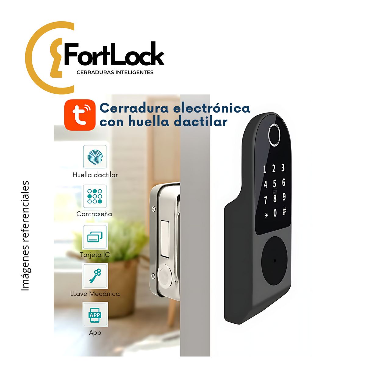  - Cerradura Inteligente Fortlock Exterior 909 Lite Tipo Rim 5 Modos De Apertura