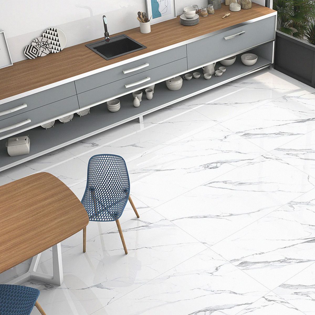  - Gres Porcelanico Blanco Marmol 60x120cm 2.16m2