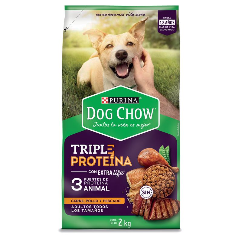 DOG CHOW - Dog Chow adultos 2kg de Carne, pollo y pescado todas las razas