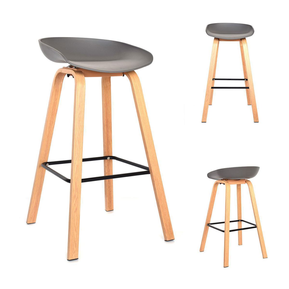 BONNO - Set x3 Banco Bar Misuri Gris