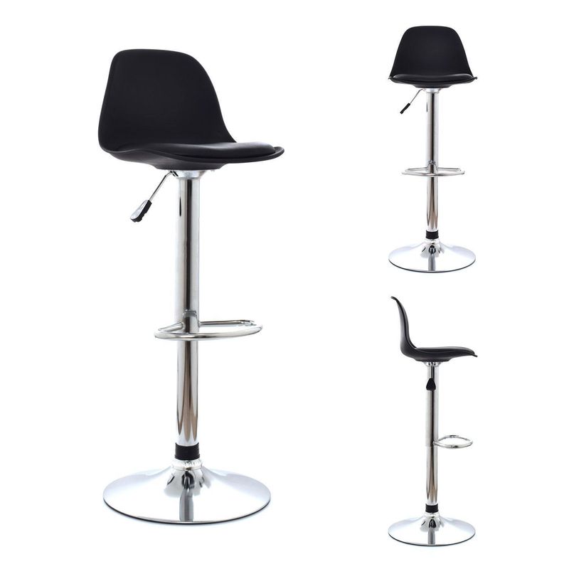 BONNO - Set x3 Banco Bar Giratorio Boat Negro