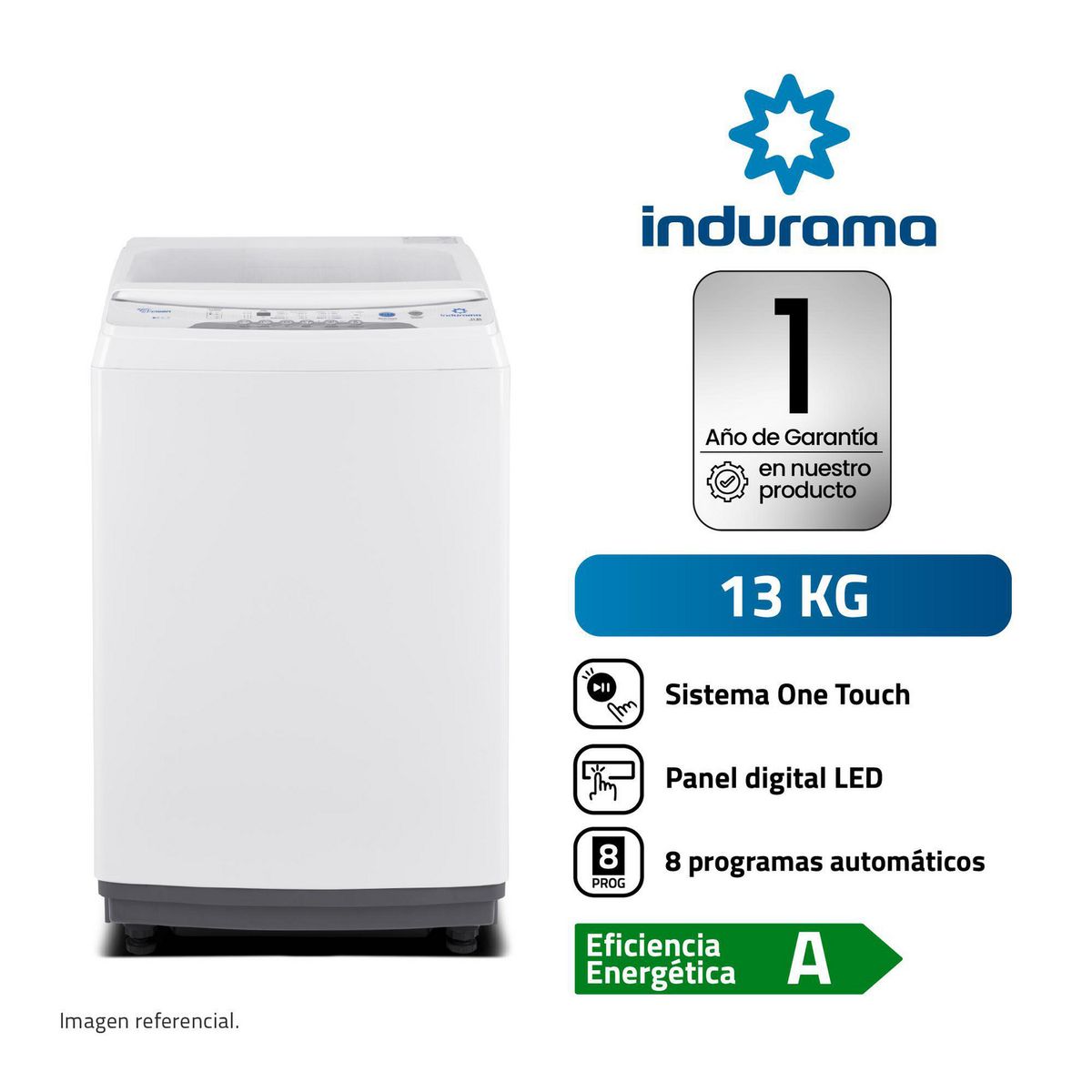 INDURAMA - Lavadora Indurama 13 kg Blanco Carga Superior LRI-13BLA
