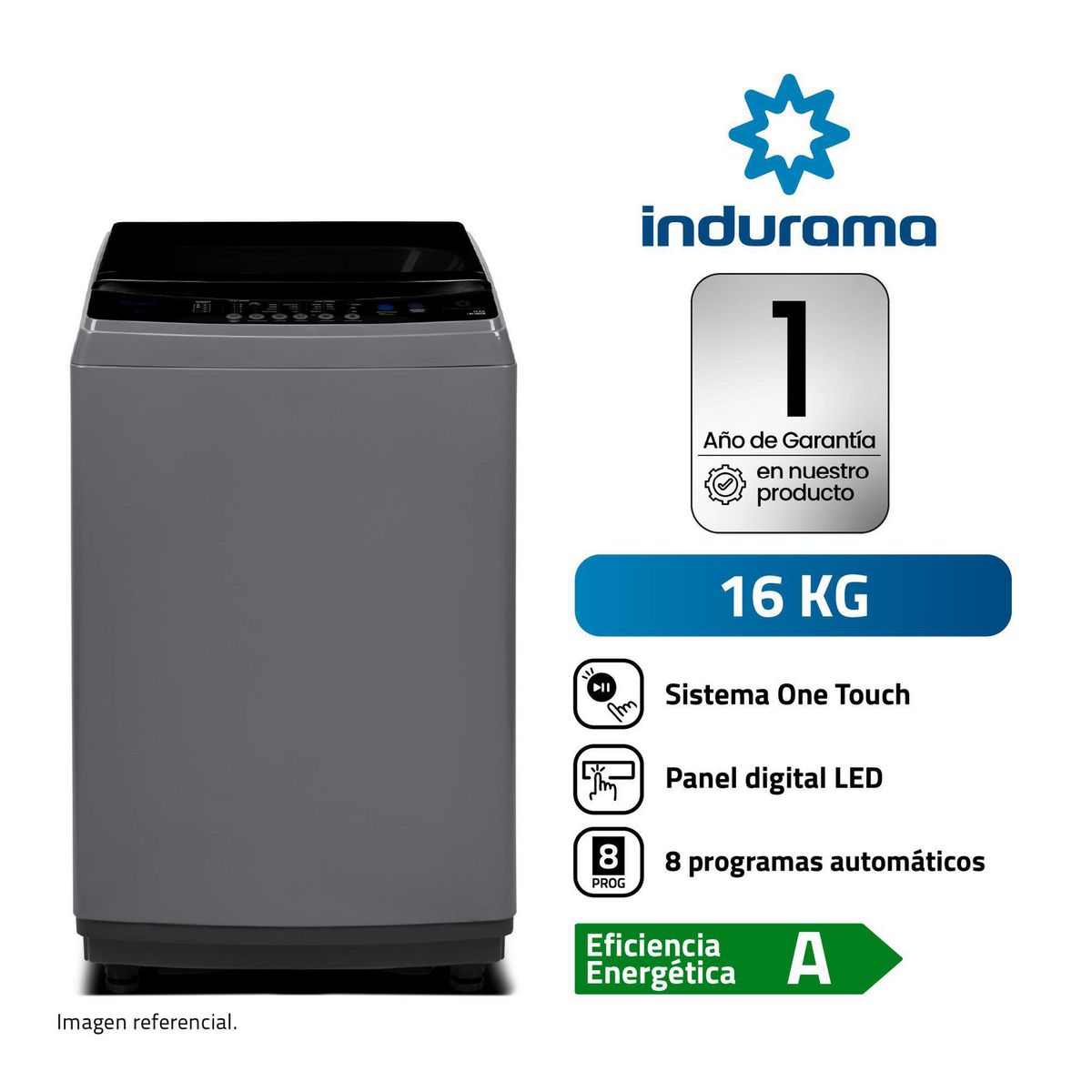 Lavadora Automática LRI-16DGR, marca INDURAMA - Foto Principal