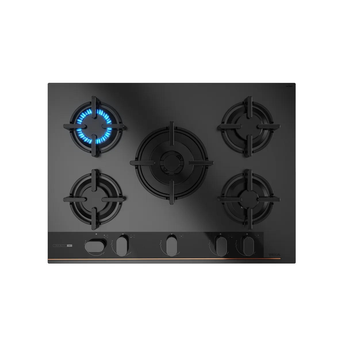 TEKA - Cocina Empotrable A Gas 5 Hornillas Teka GBC 75-G1 Negro Mate