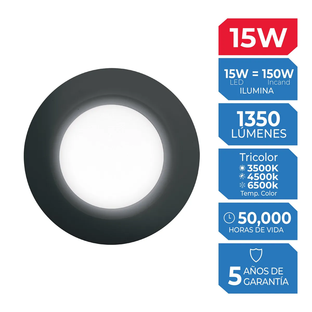 ILUMA - Spot Borde Negro Tricolor 15W