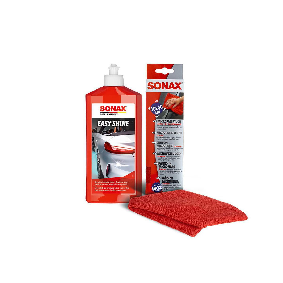 SONAX - Kit Sonax Cera Easy Shine 500 ML y Microfibra Ext x 1und