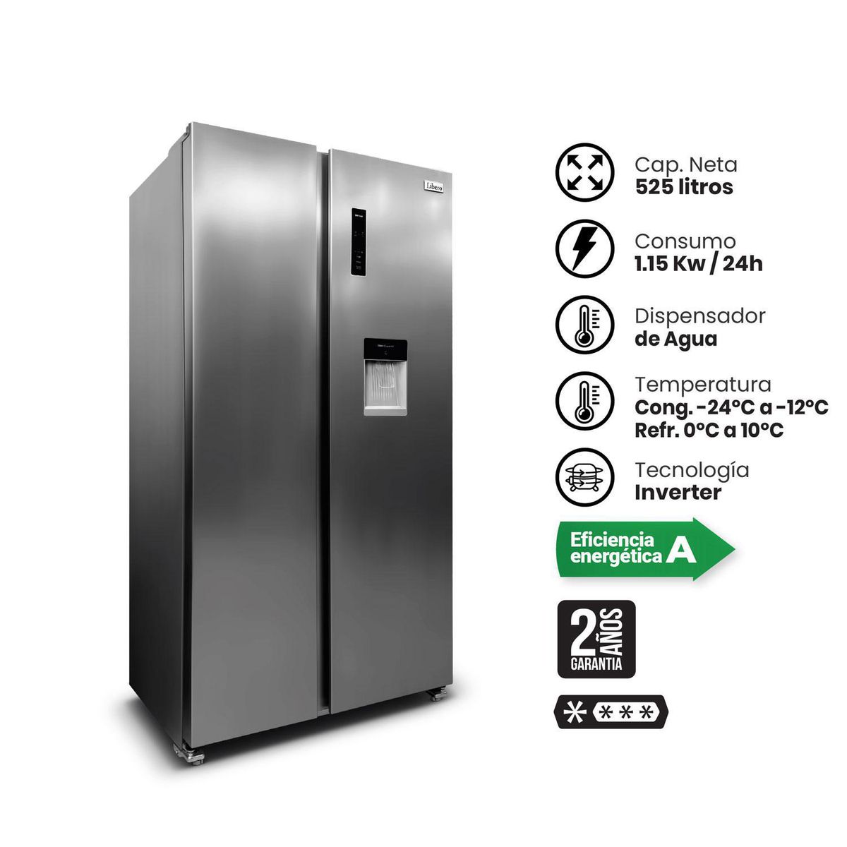 LIBERO - Refrigeradora Side by Side No Frost 552L