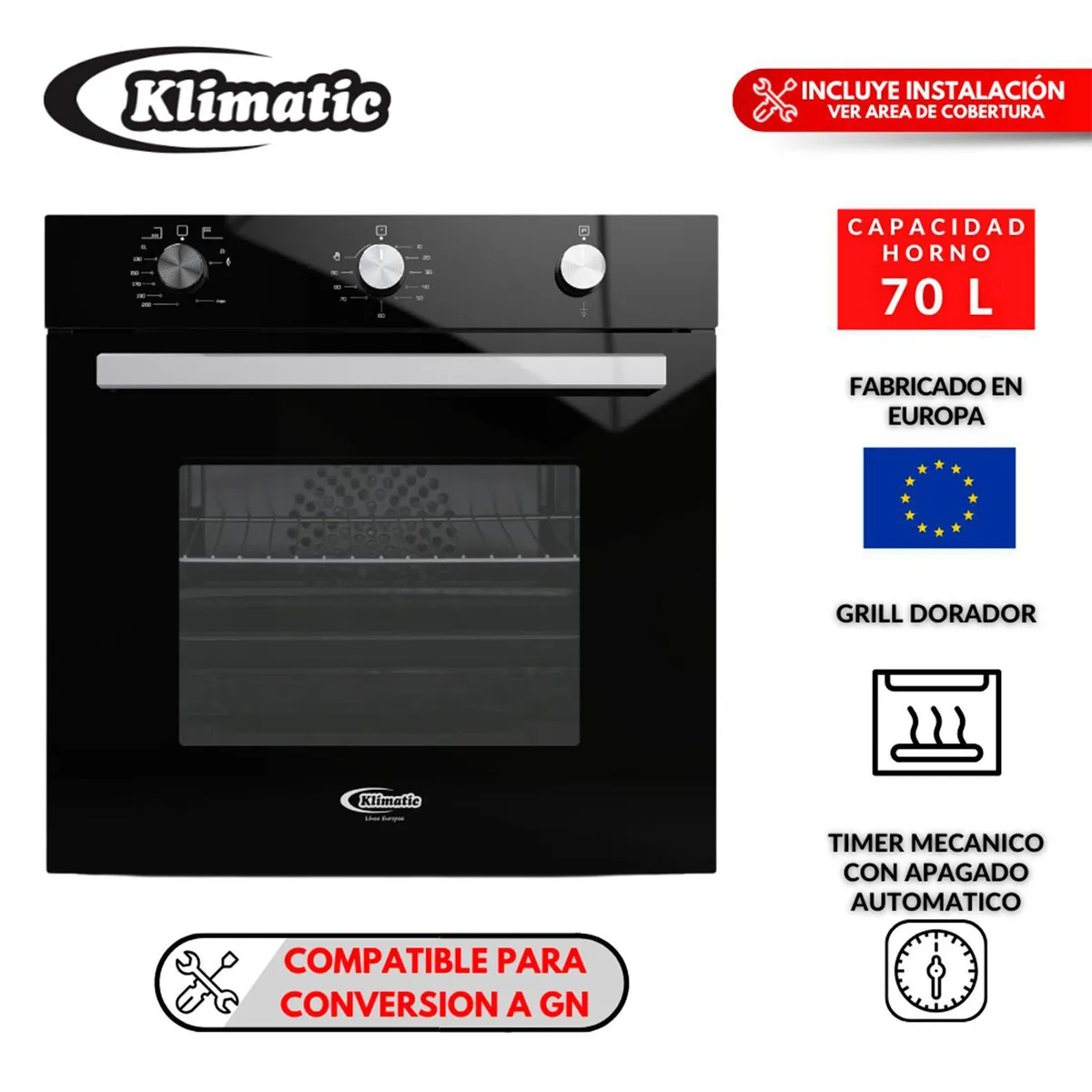 KLIMATIC - Horno Empotrable a Gas Bremen 70L