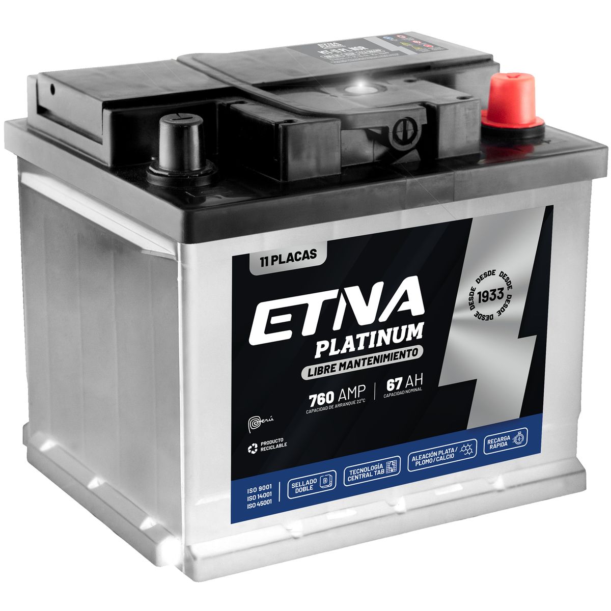 ETNA - Batería para Auto Bosch MT 11 Placas NOR GL1B A1 12VC 67Ah