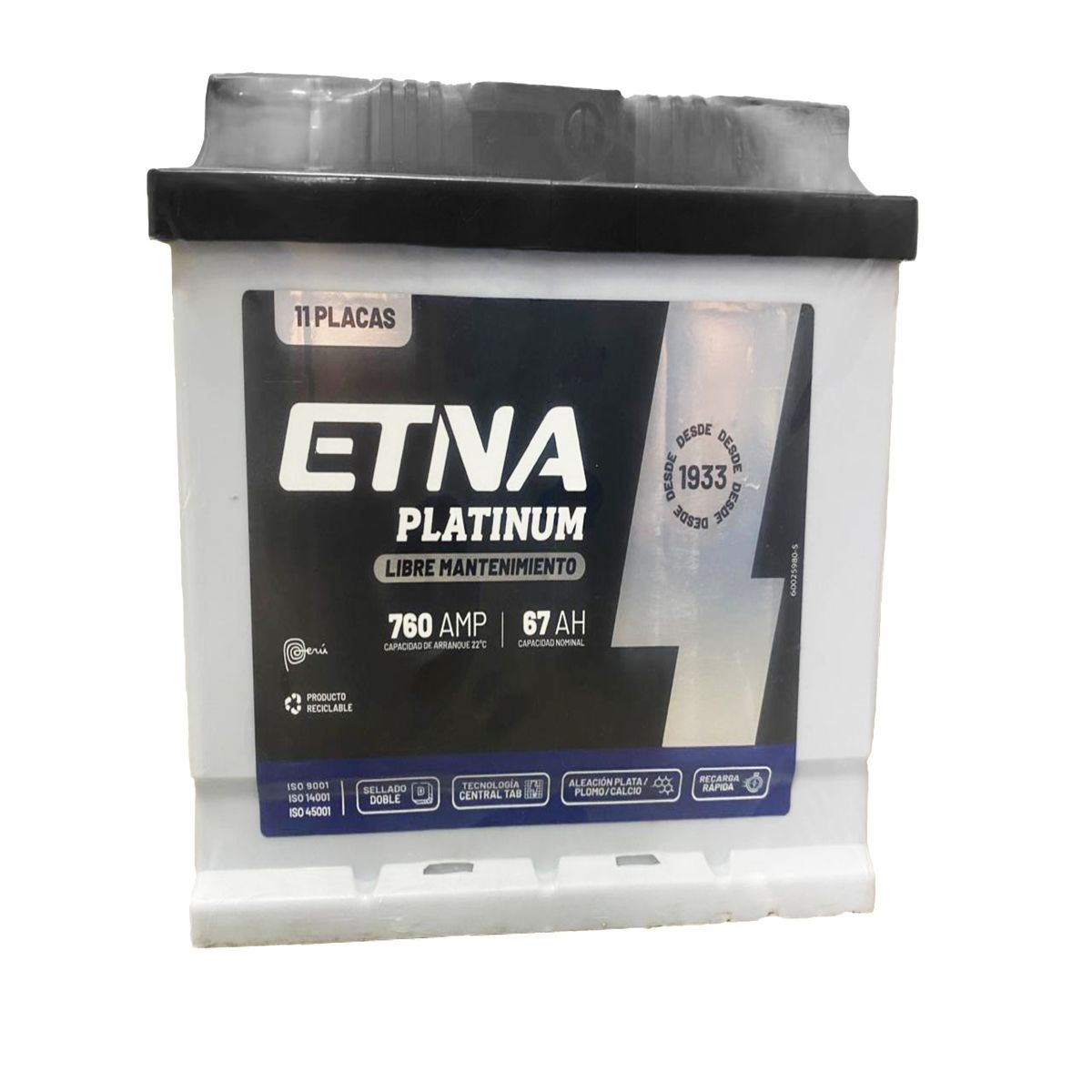 ETNA - Batería para Auto Bosch MT 11 Placas NOR GL1B A1 12VC 67Ah