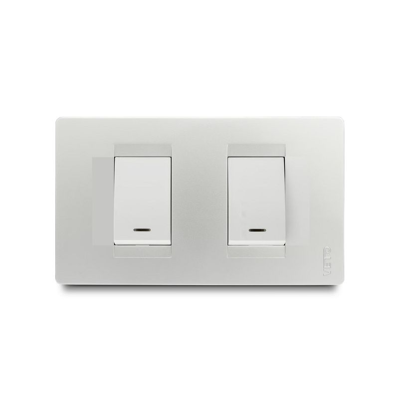 VETO - Interruptor Doble Veto Luz Piloto Plata Pre31538