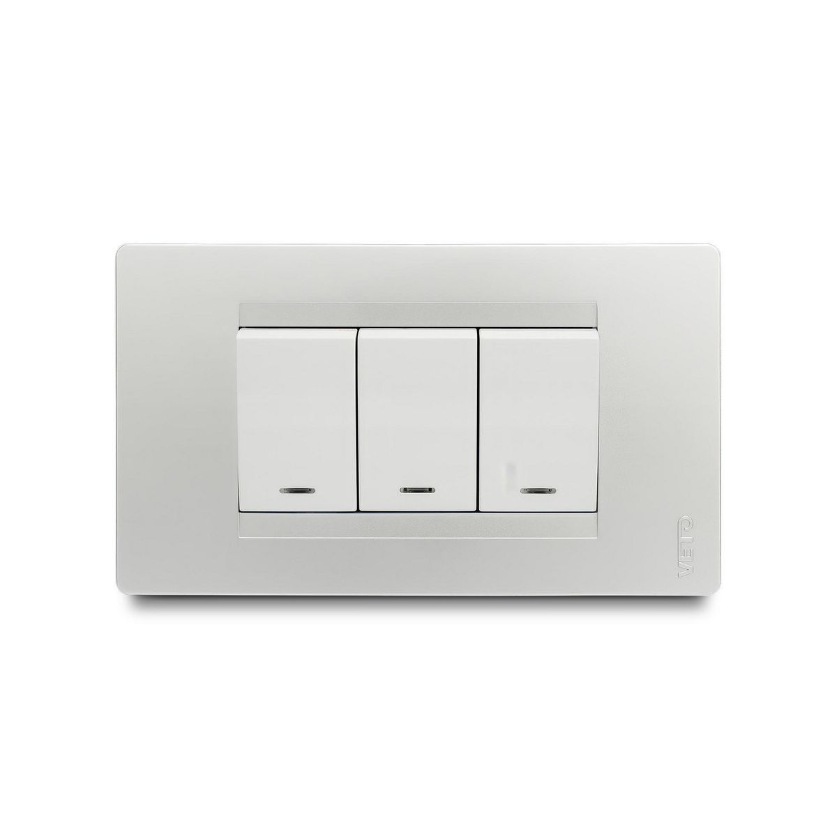 VETO - Conmutador Triple Luz Piloto Plata Pre31576