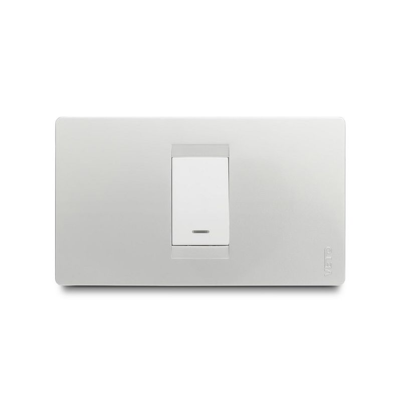 VETO - Conmutador Simple Luz Piloto Plata Pre31552